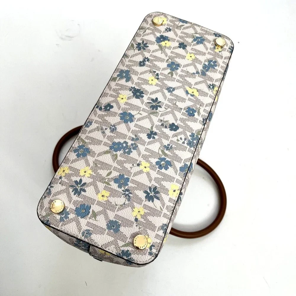 NWT $300 Michael Kors Cindy Large Dome Satchel Crossbody – Floral MK Logo Print - Picture 5 of 11